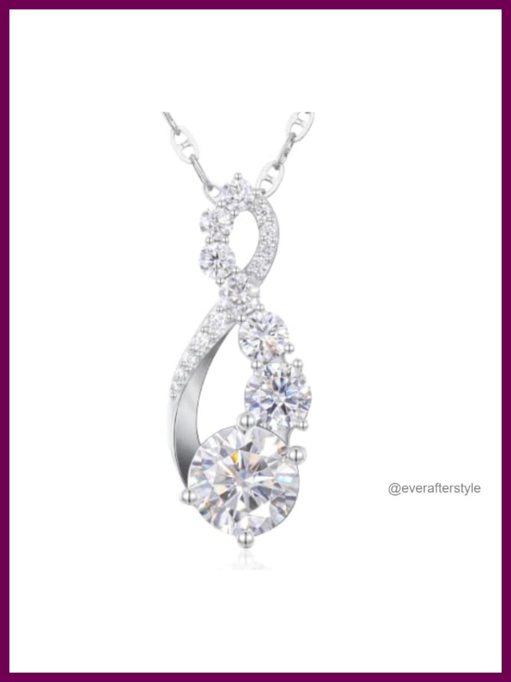 Moissanite Infinity Pendant Necklace S925 Sterling Silver 18K Gold